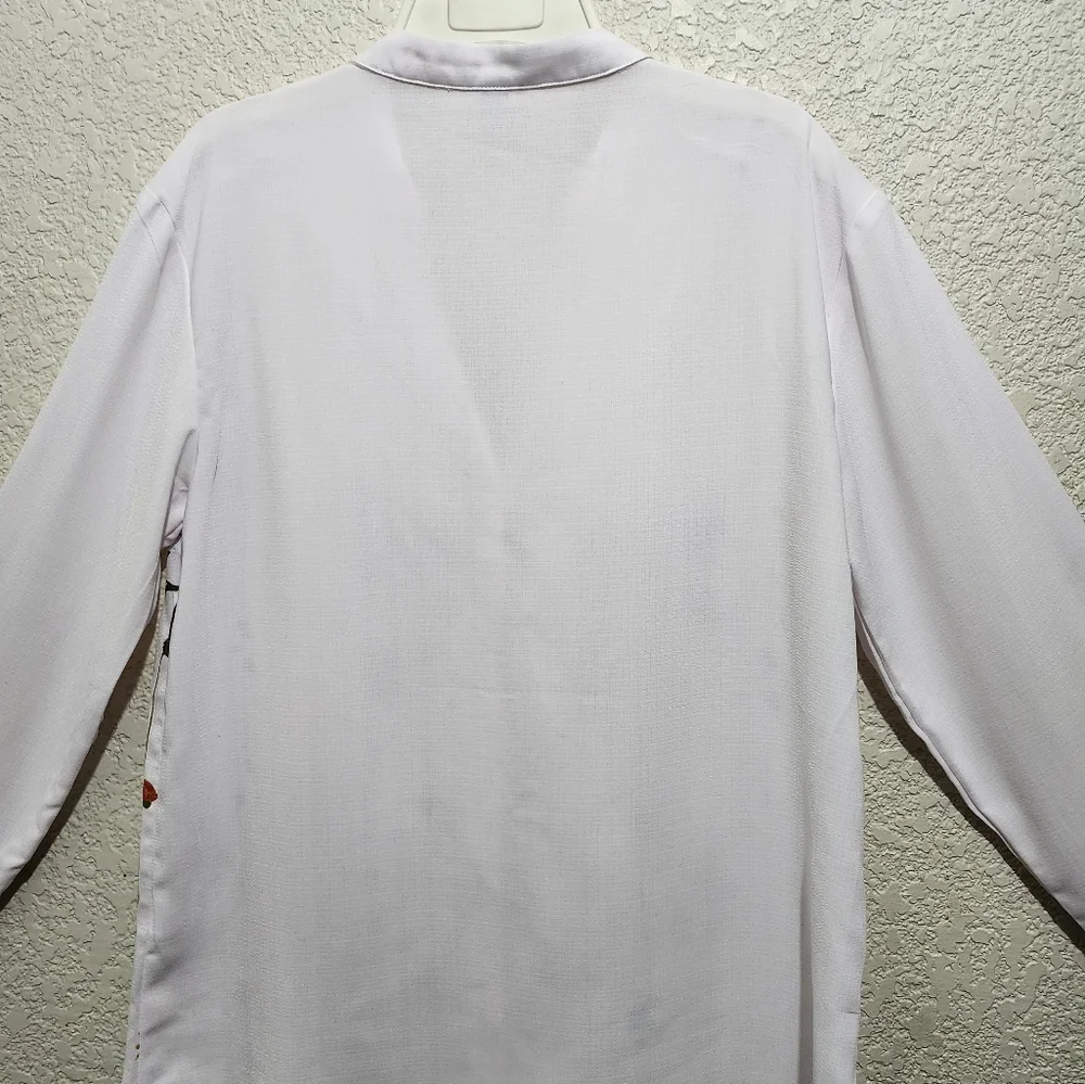 Noracora White 3/4 Sleeve Embellished Button Down Shirt (Unbranded) - Picture 5 of 10